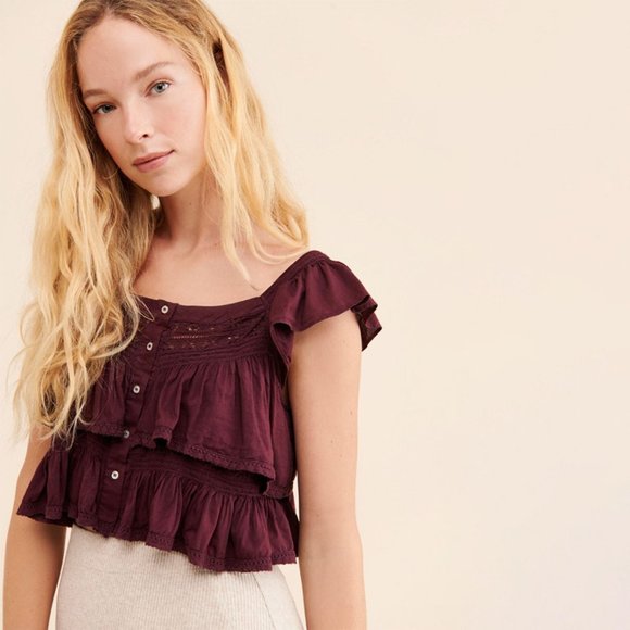 Free People Tops - FREE PEOPLE Sunny Days Ahead Top in Wine Sz‎ XS